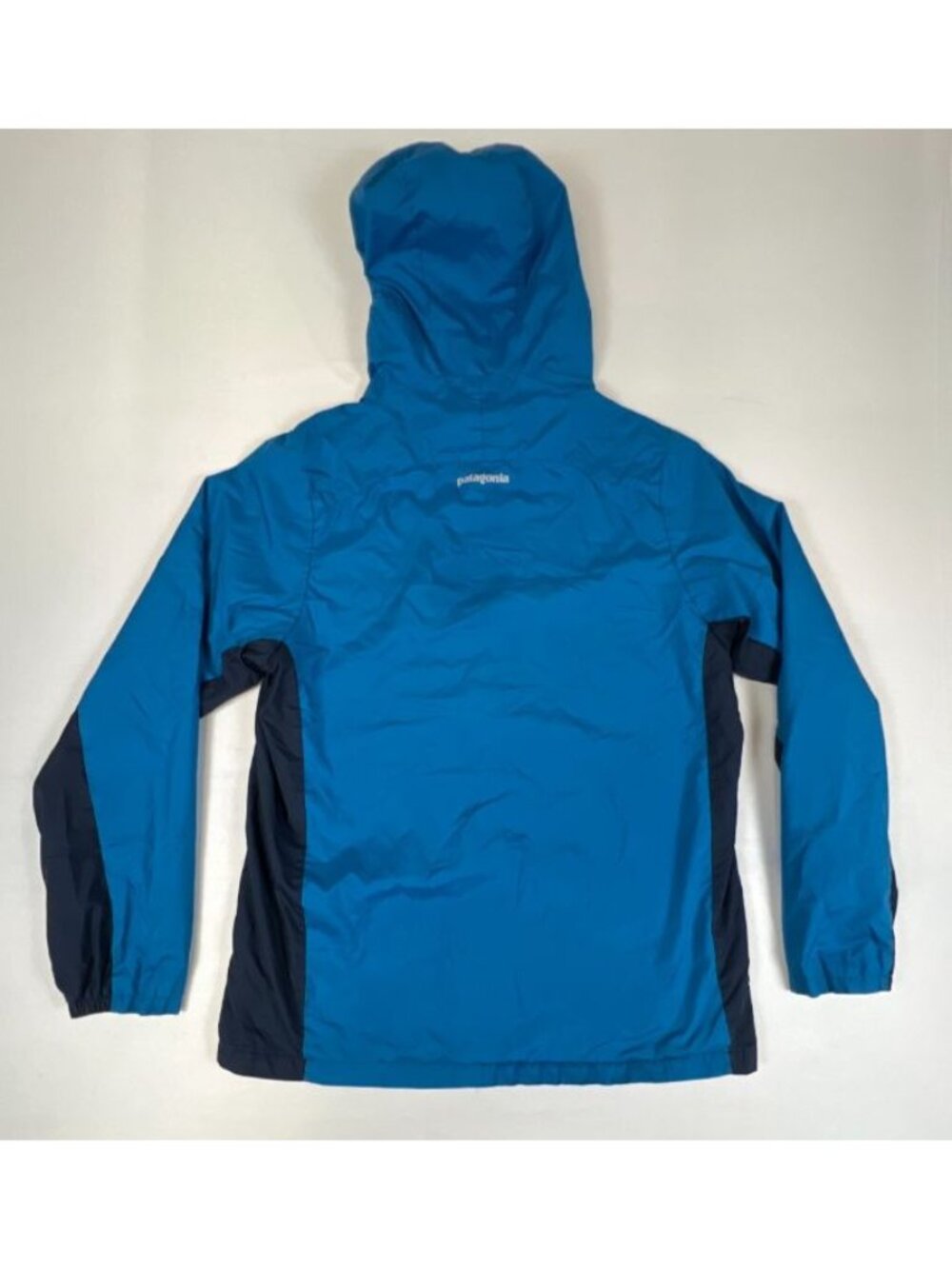 Patagonia Kids XL 14 Blue Navy Hooded Lightweight Windbreaker Full Zip Jacket - Picture 2 of 9